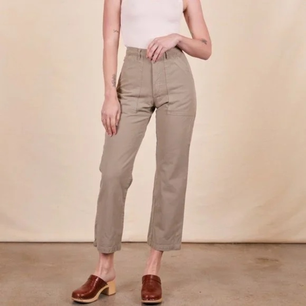 Big Bud Press Work Pants Khaki Grey Size Medium Petite Inseam